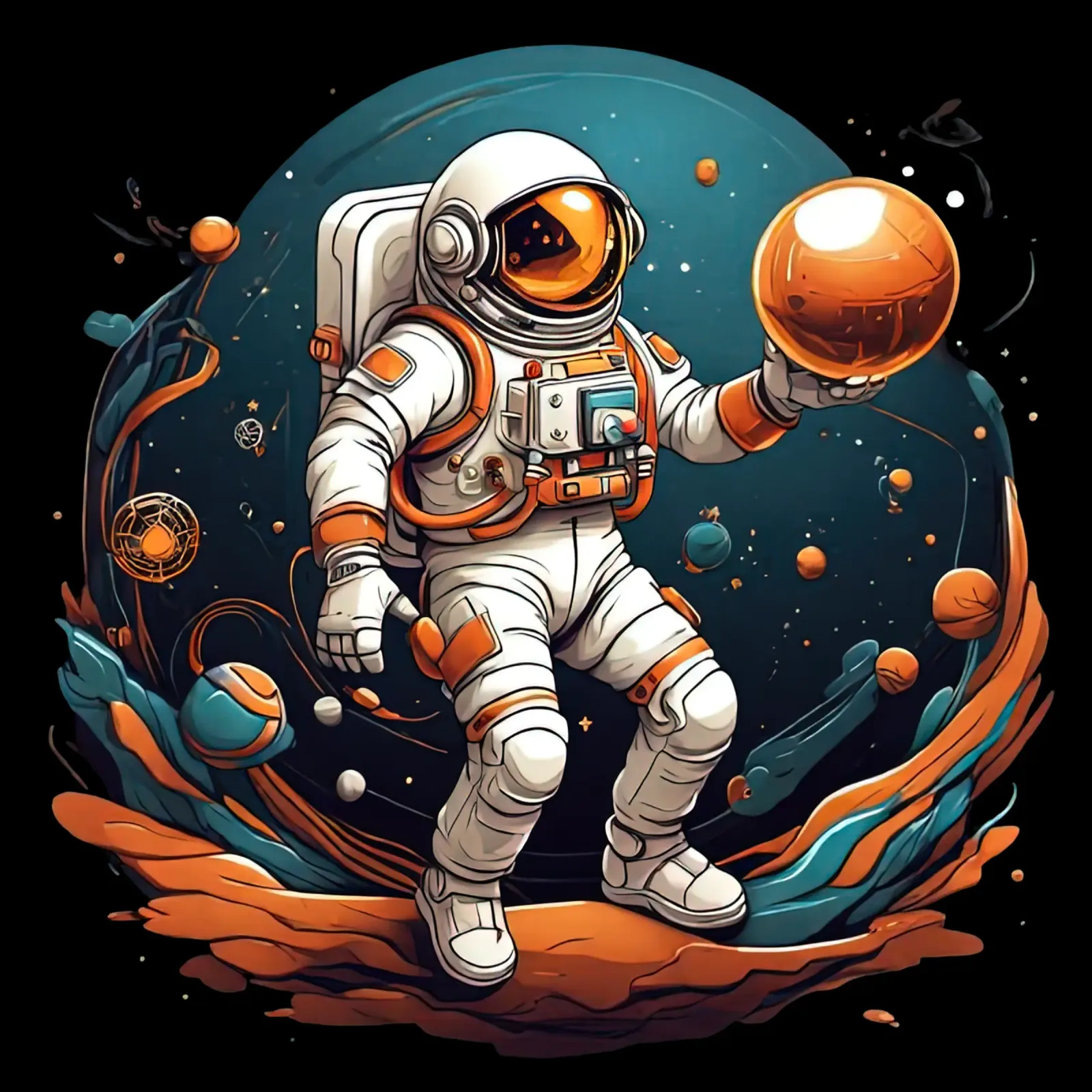 Astronauta che gioca a bocce poster da Delaney Okuneva