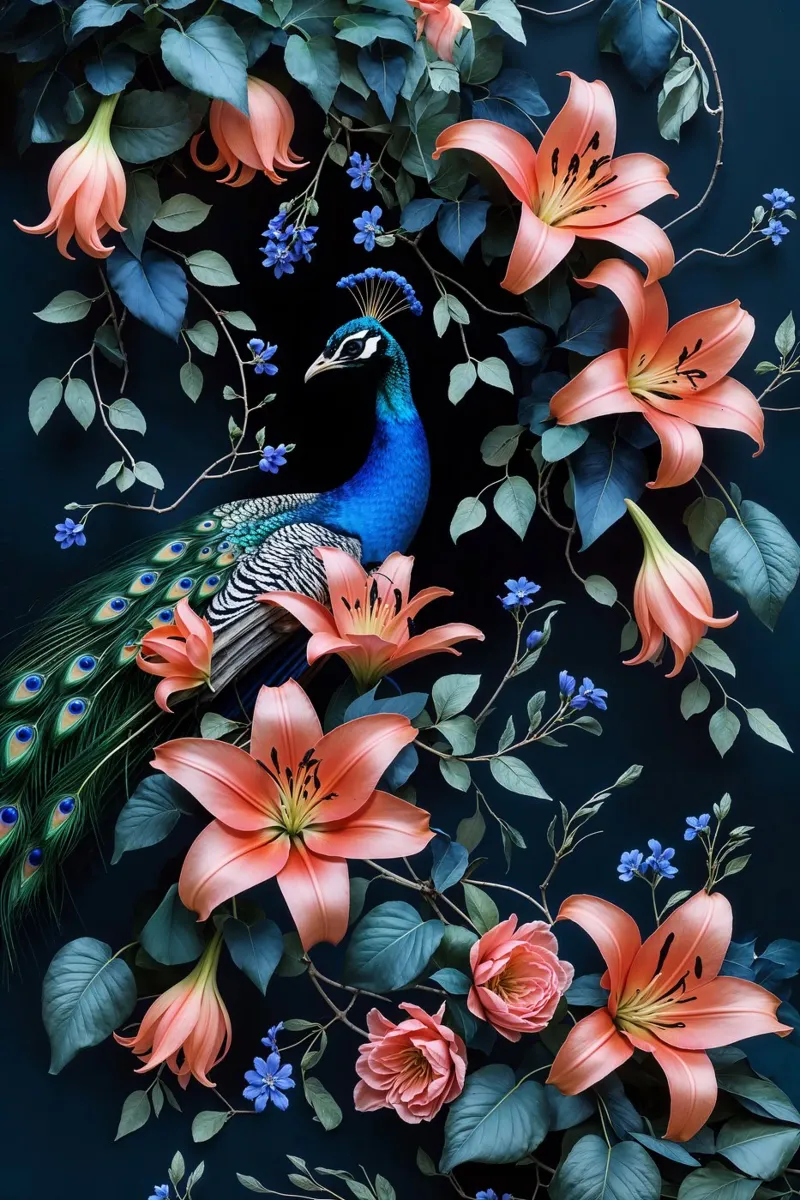 Bird of Paradise & Beautiful Flowers poster con telaio in alluminio da Jeff Studio