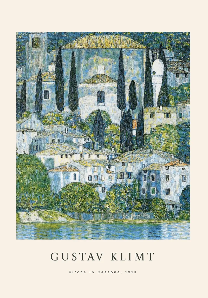 Gustav Klimt - Chiesa di Cassone poster con telaio in legno da Roy Terrell