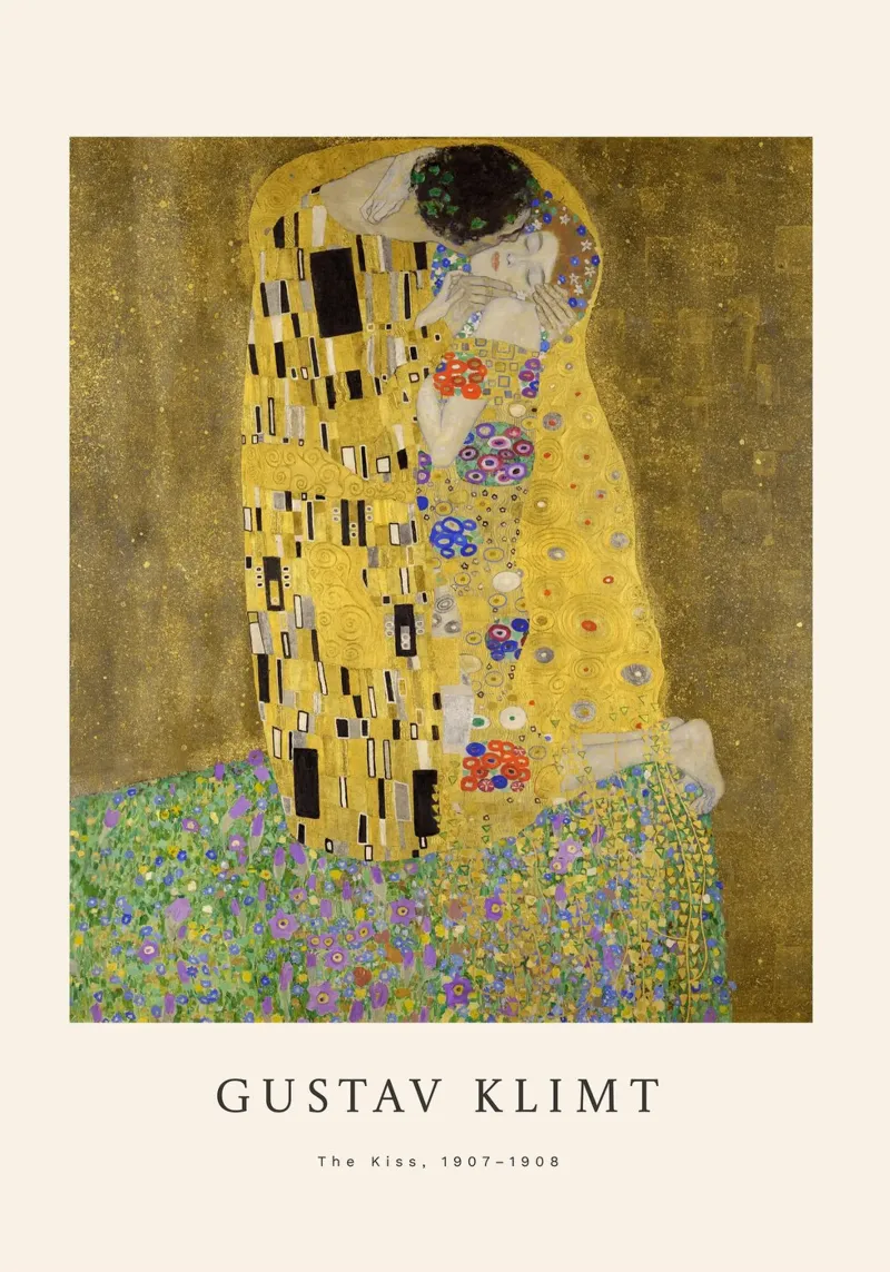 Gustav Klimt - Il bacio poster con telaio in alluminio da Roy Terrell