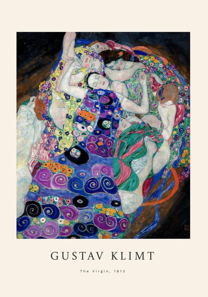 Gustav Klimt - La Vergine poster con telaio in plastica da Roy Terrell