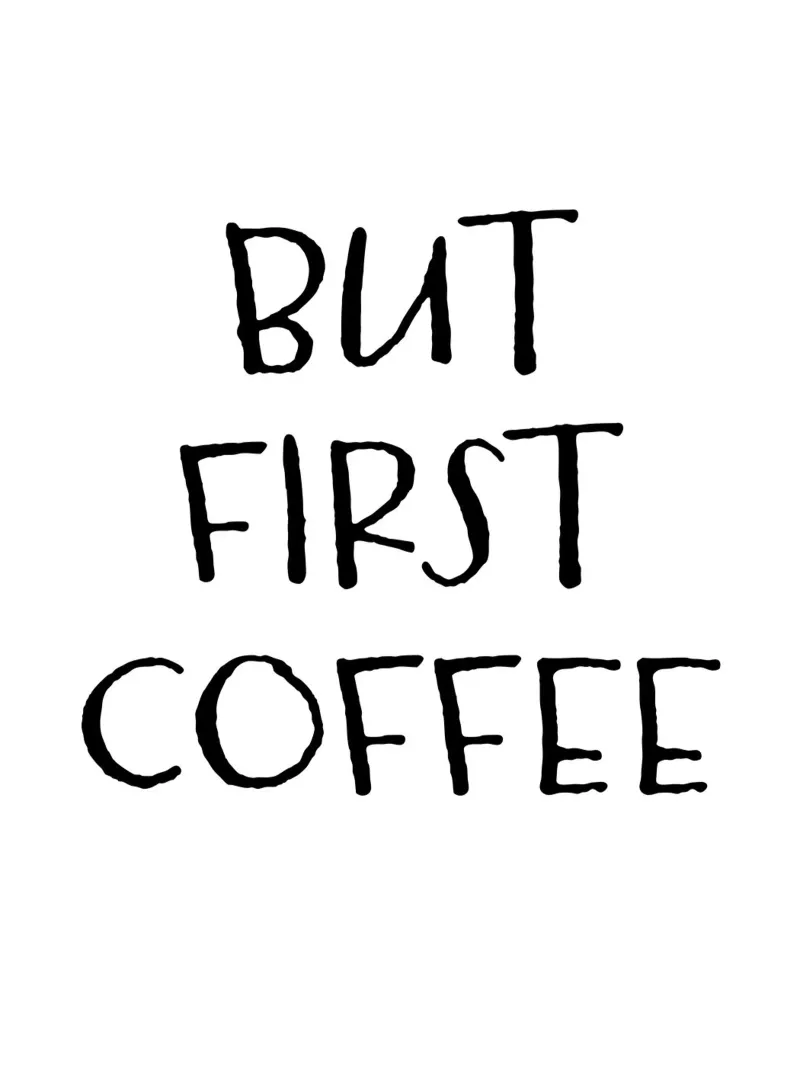 But First Coffee 5 poster con telaio in alluminio da The Type Club Tokyo