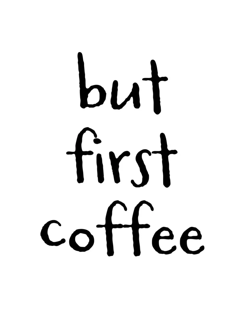 But First Coffee 6 poster con telaio in plastica da The Type Club Tokyo