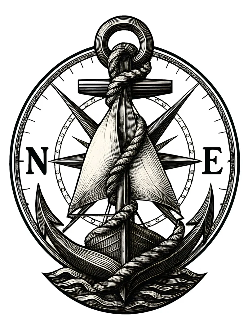 Emblema dell'ancora nautica d'epoca poster con telaio in alluminio da LM2KONE
