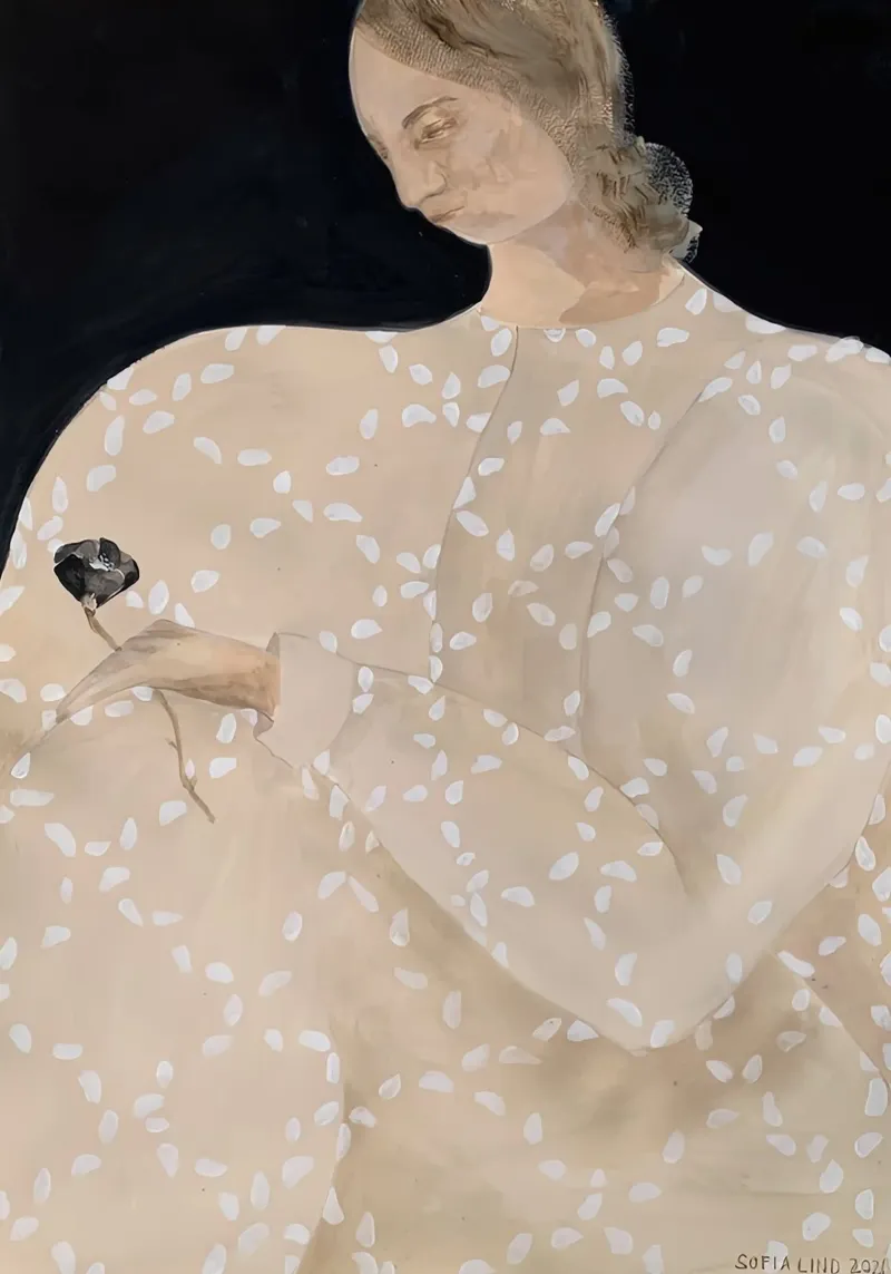 donkere bloem sofia lind canvas met Baklijst van panaiti vascu