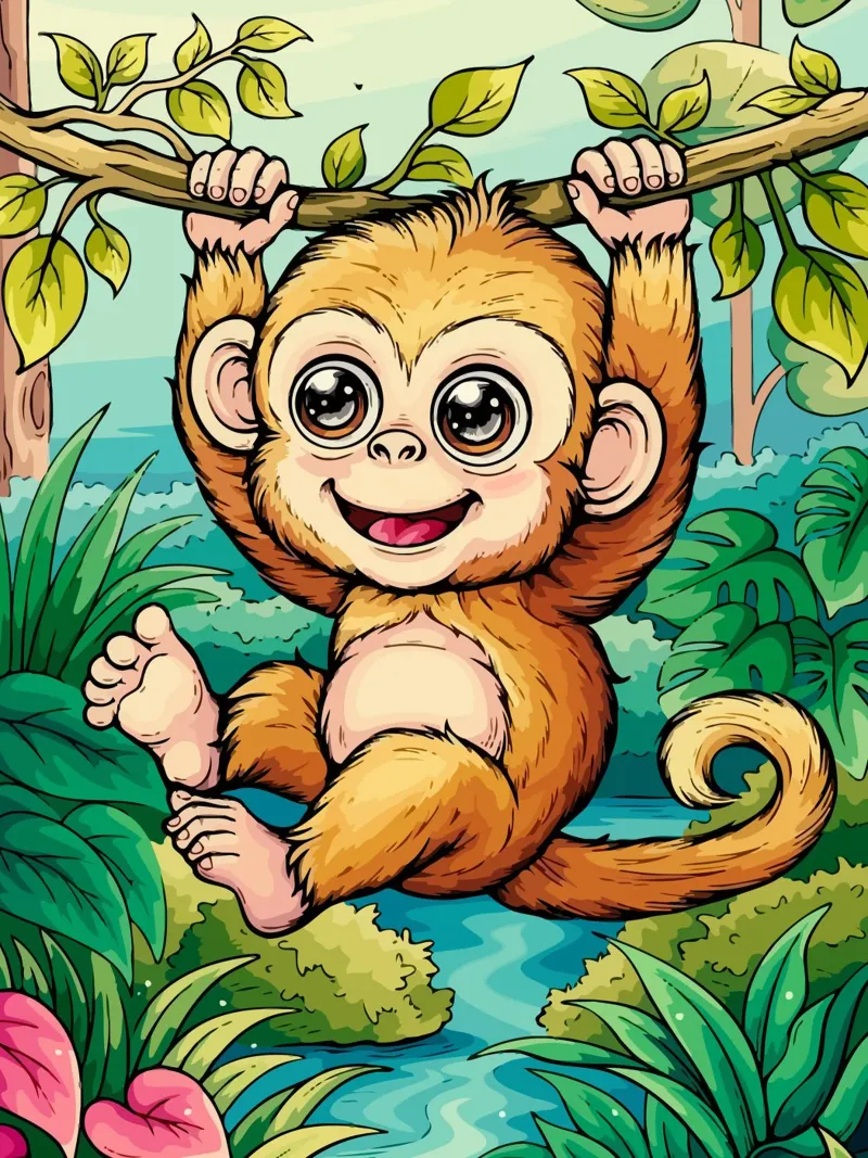 Monkey poster con telaio in plastica da Dumery Art