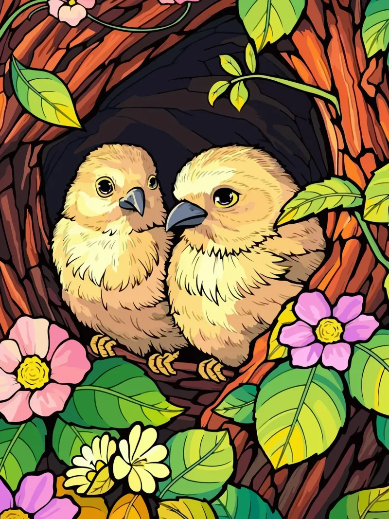 a pair of birds poster con telaio in legno da Dumery Art