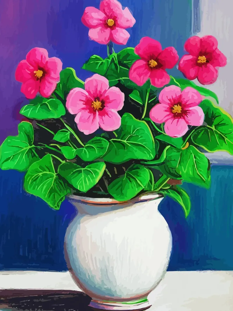 flowers in pots tela con Cornice a cassetta da Dumery Art