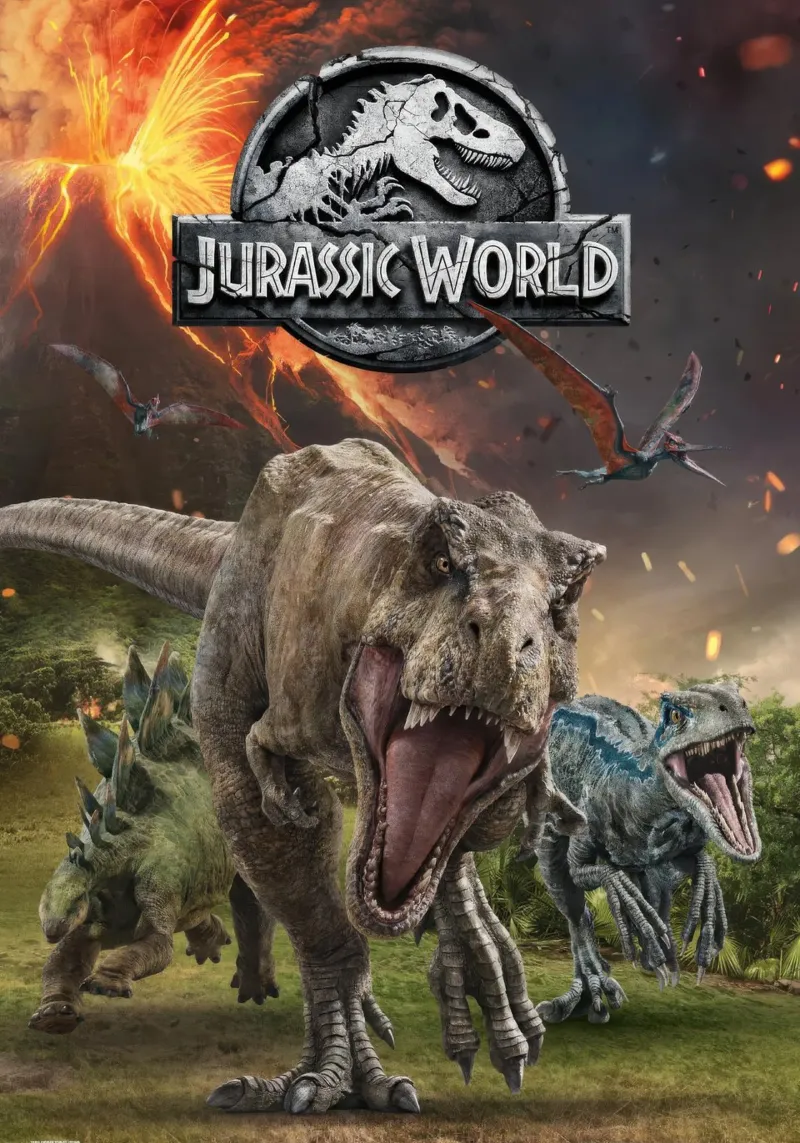 il regno caduto di jurassic world poster con telaio in legno da mix mate