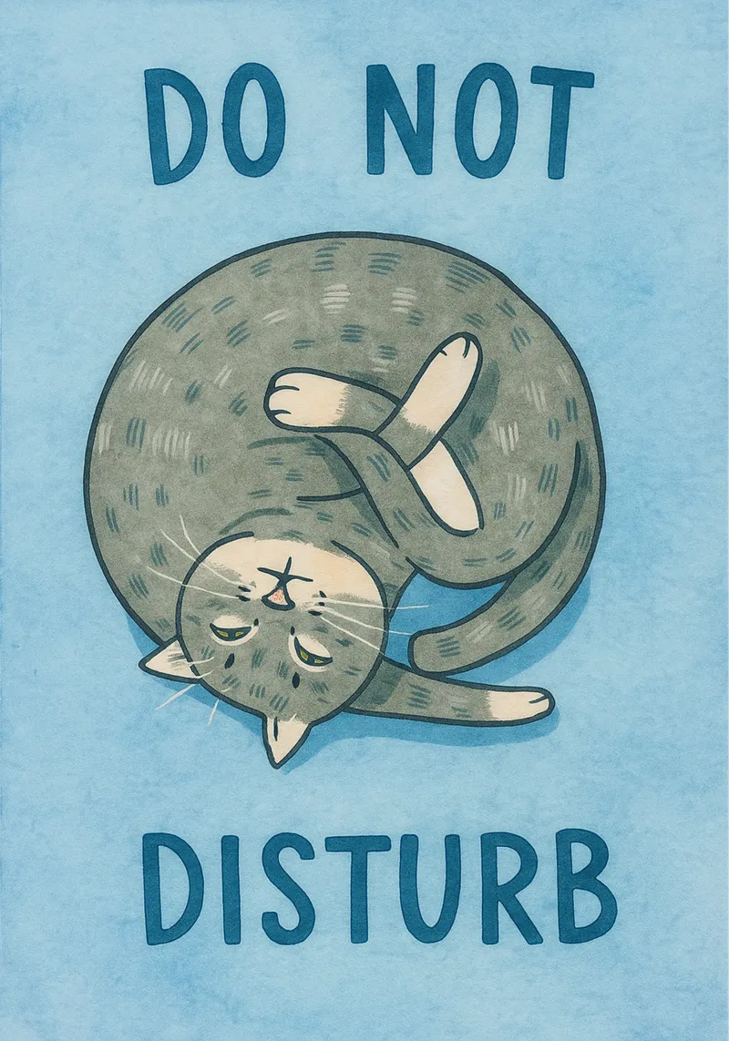 do not disturb funny cat canvas with Floater frame by wadasx