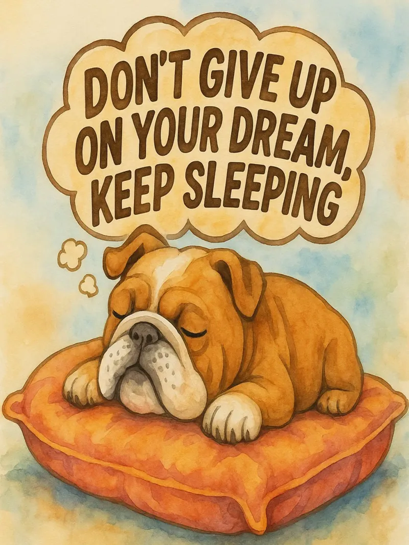 non rinunciare al tuo sogno continua a dormire divertente bulldog poster da wadasx