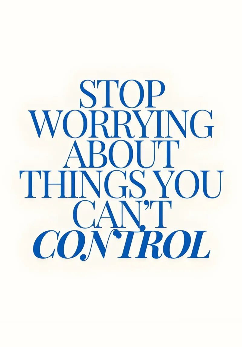 Stop worrying about things you control poster con telaio in legno da Type & Tape
