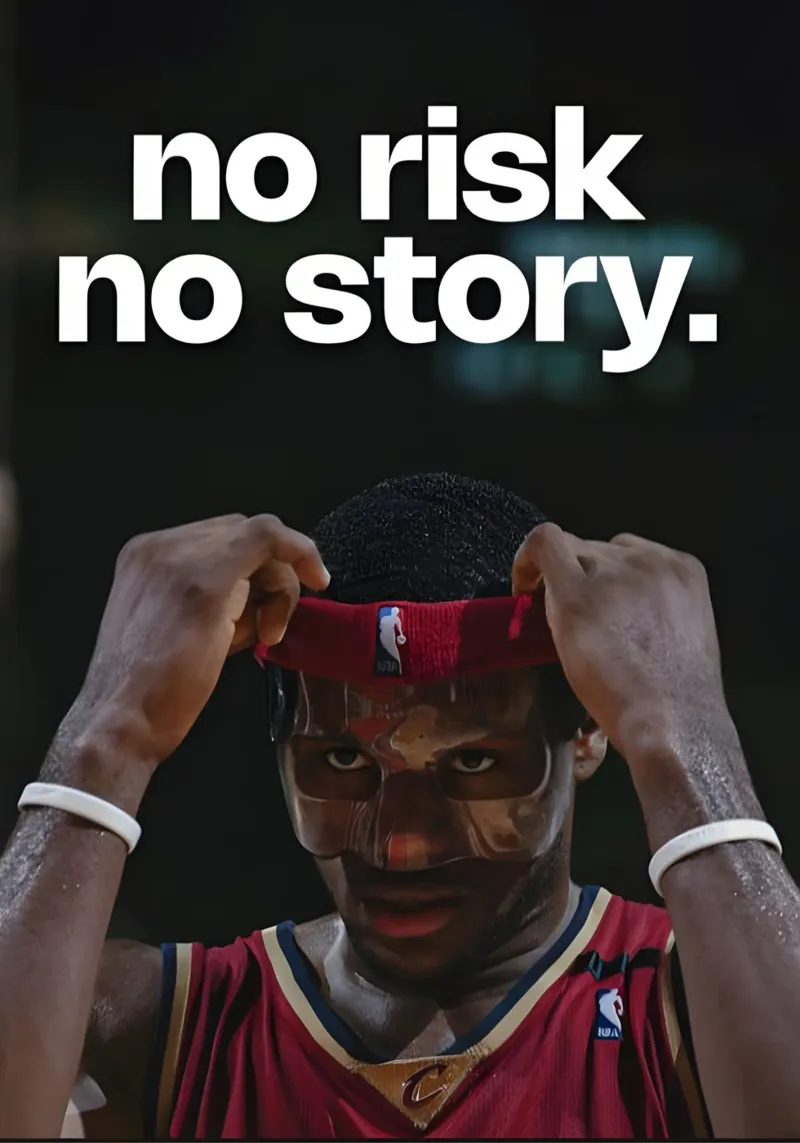 No risk, no story poster con telaio in legno da Type & Tape