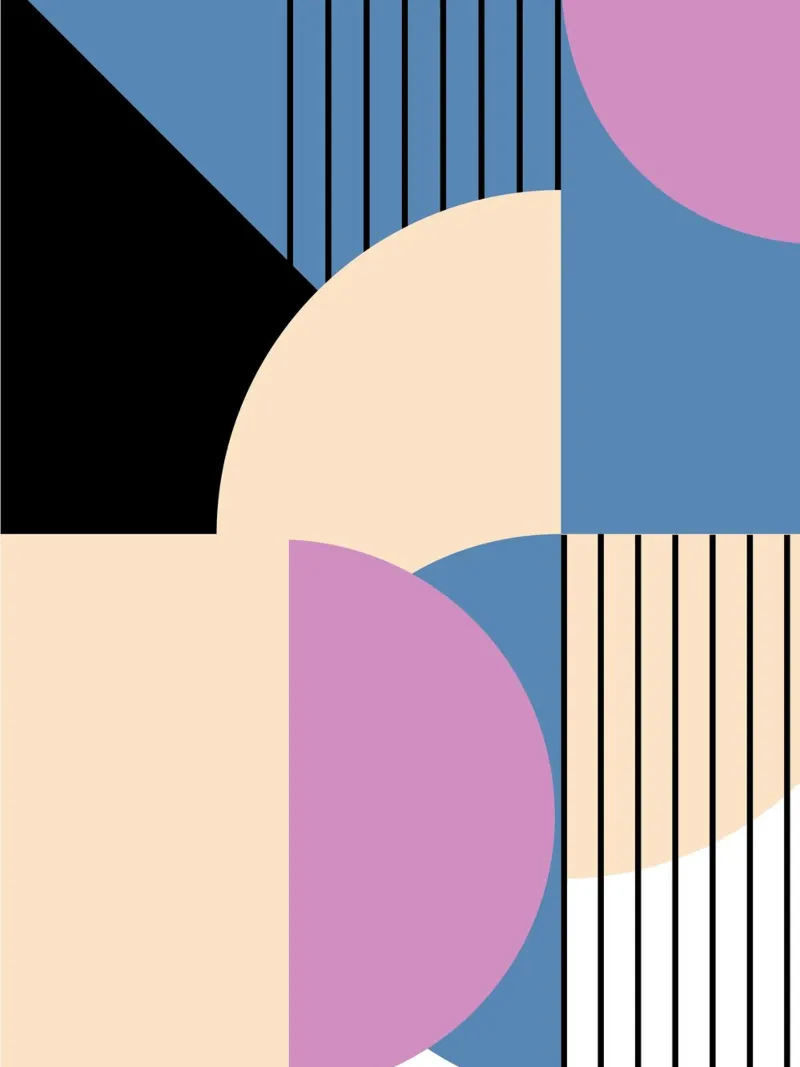 Geometrie Art Deco - Forme astratte moderne poster con telaio in legno da Casa Calm