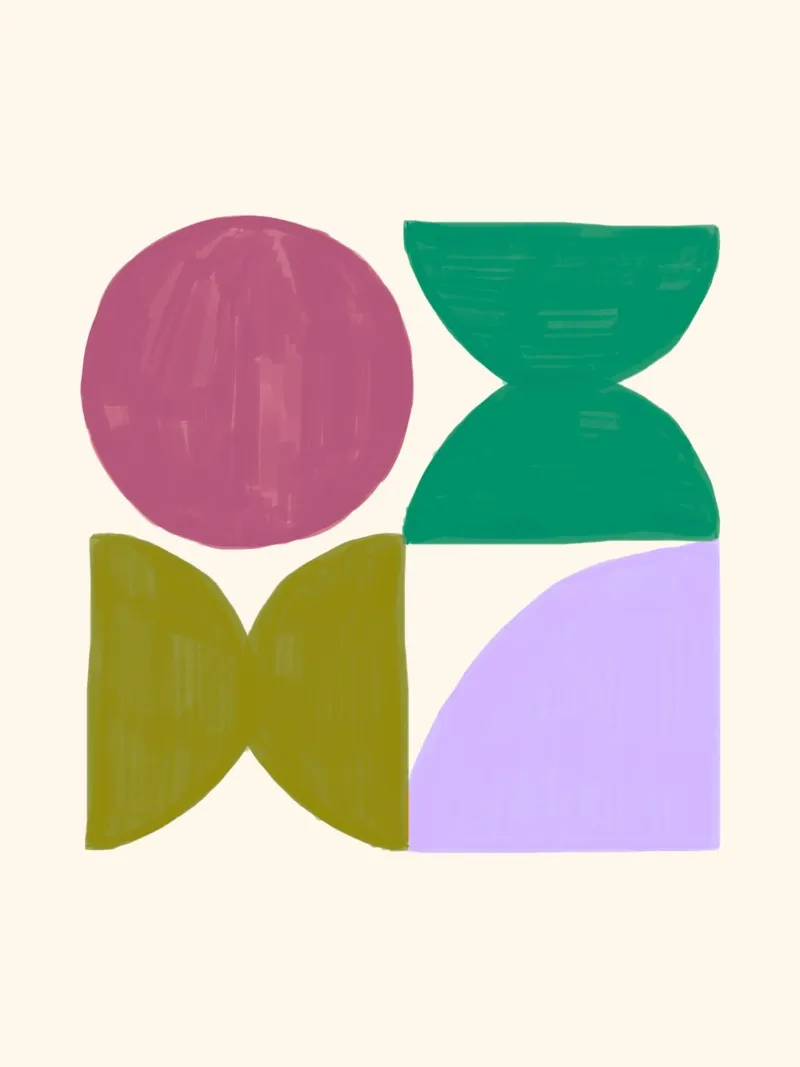 Geometria organica - Forme morbide e moderne poster con telaio in legno da Casa Calm