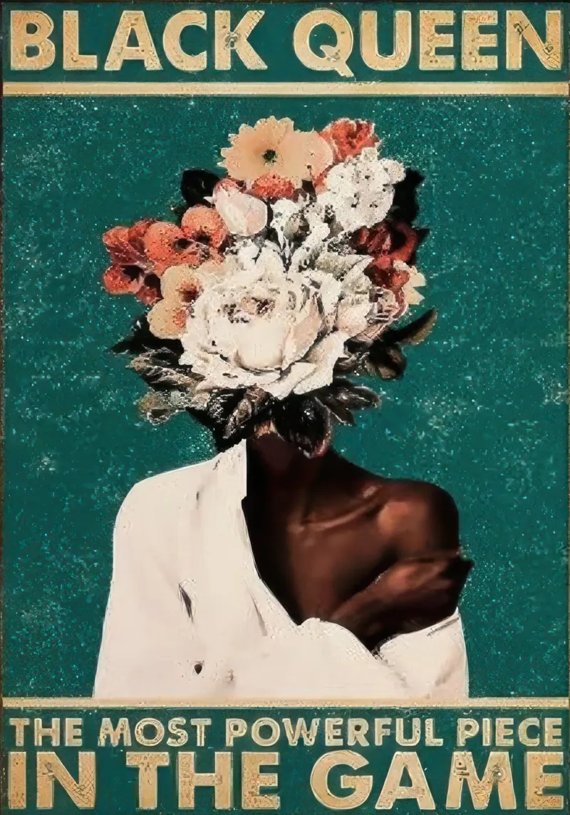 Black Queen In The Game canvas with Floater frame by Robyn Santiago
