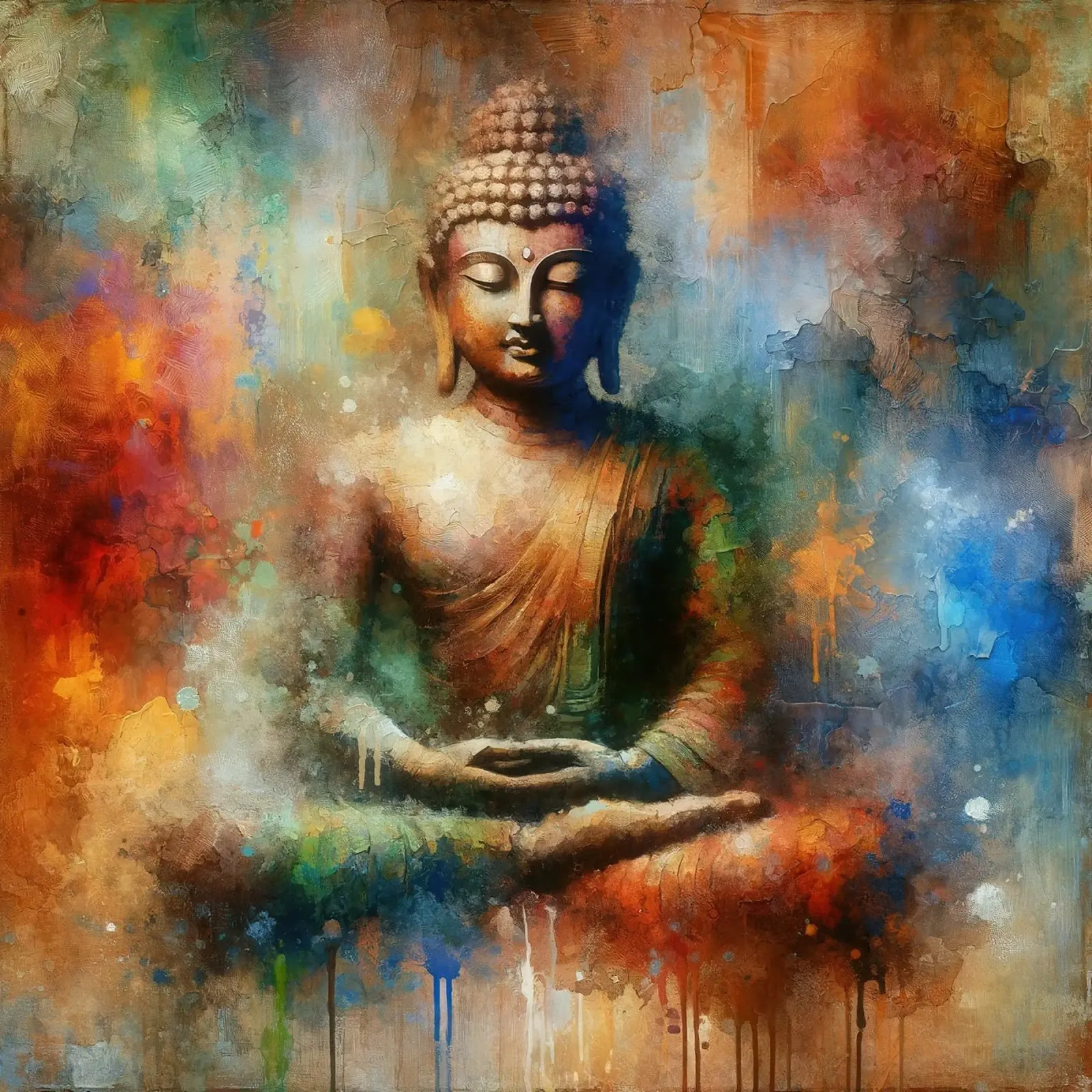 Rustig Boeddha-Aura canvas met Baklijst van Chromatic Fusion Studio