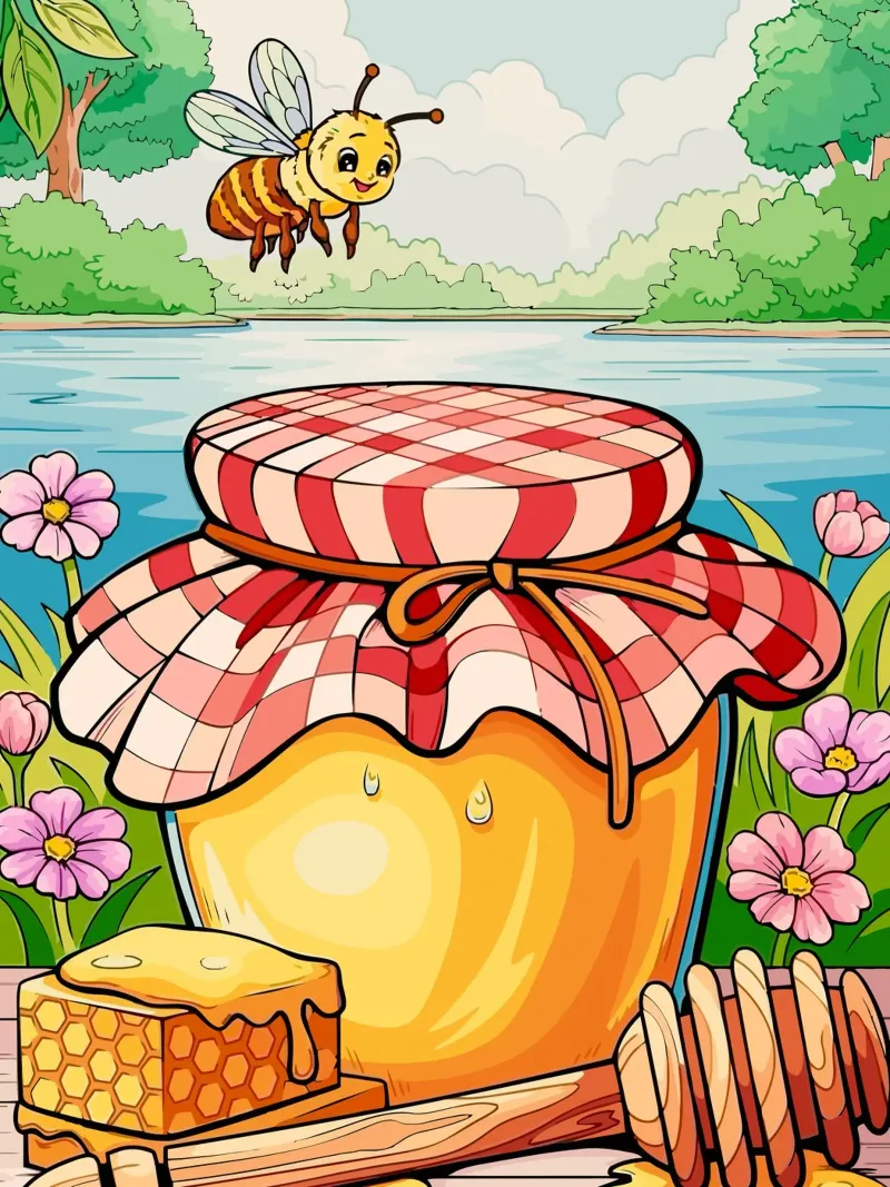 bees and honey poster con telaio in legno da Dumery Art