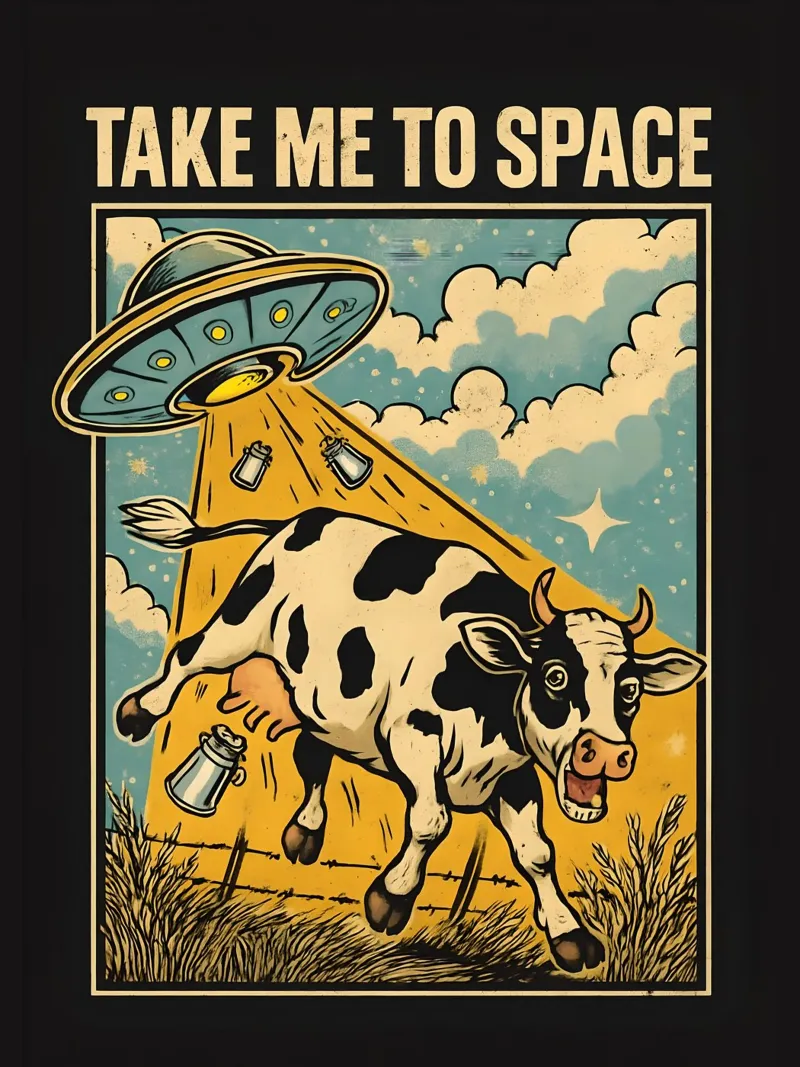 Portatemi nello spazio - rapimento di mucche poster con telaio in plastica da 🥝 KIWI STORE