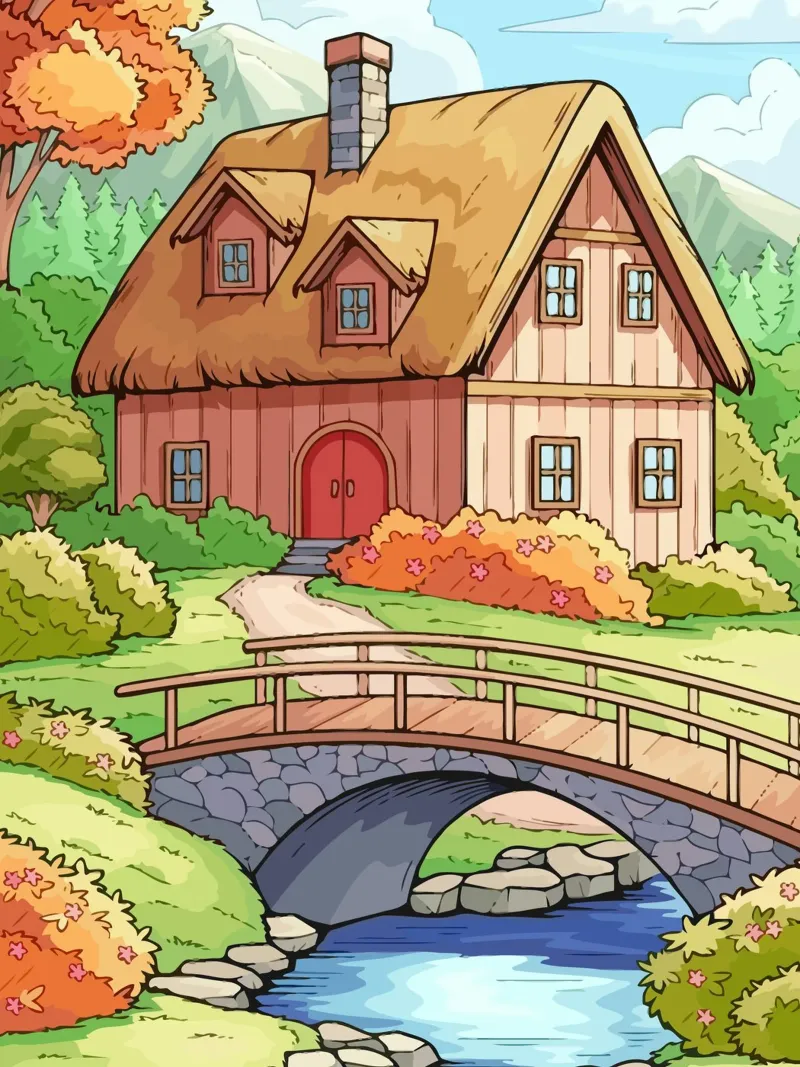 road bridge to the house poster con telaio in plastica da Dumery Art
