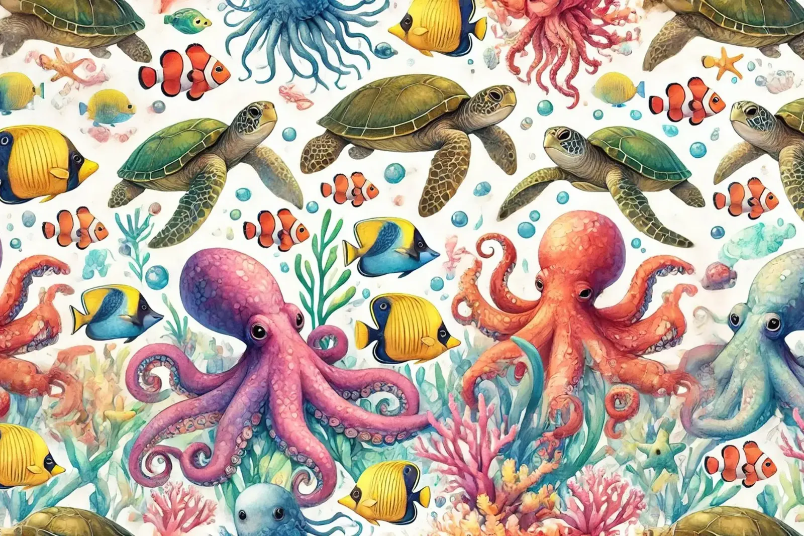 Acquerello Amici dell'oceano poster da Chromatic Fusion Studio