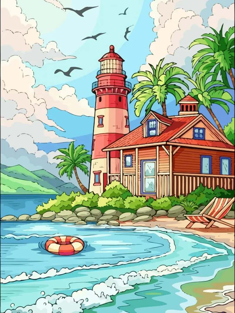 house on the beach poster con telaio in plastica da Dumery Art