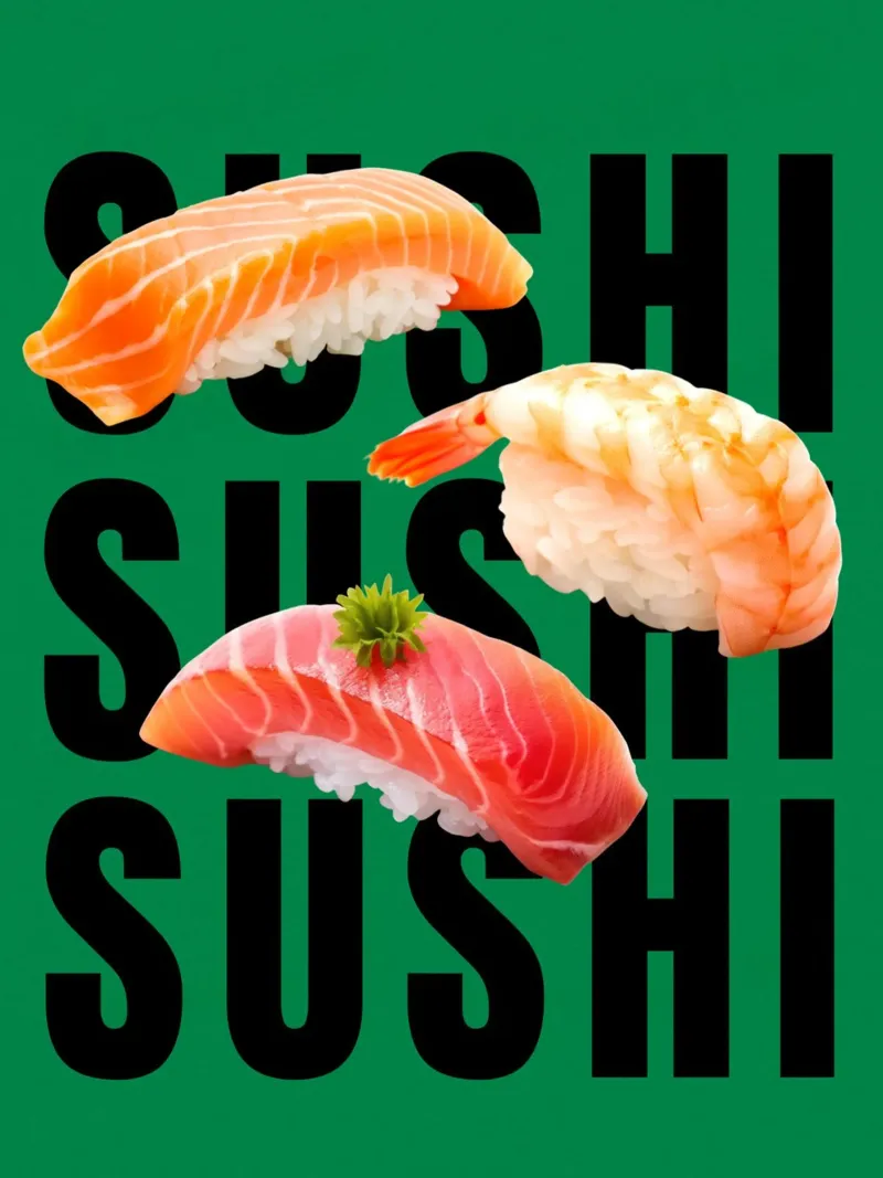 Sushi Time poster con telaio in alluminio da Dreamer10