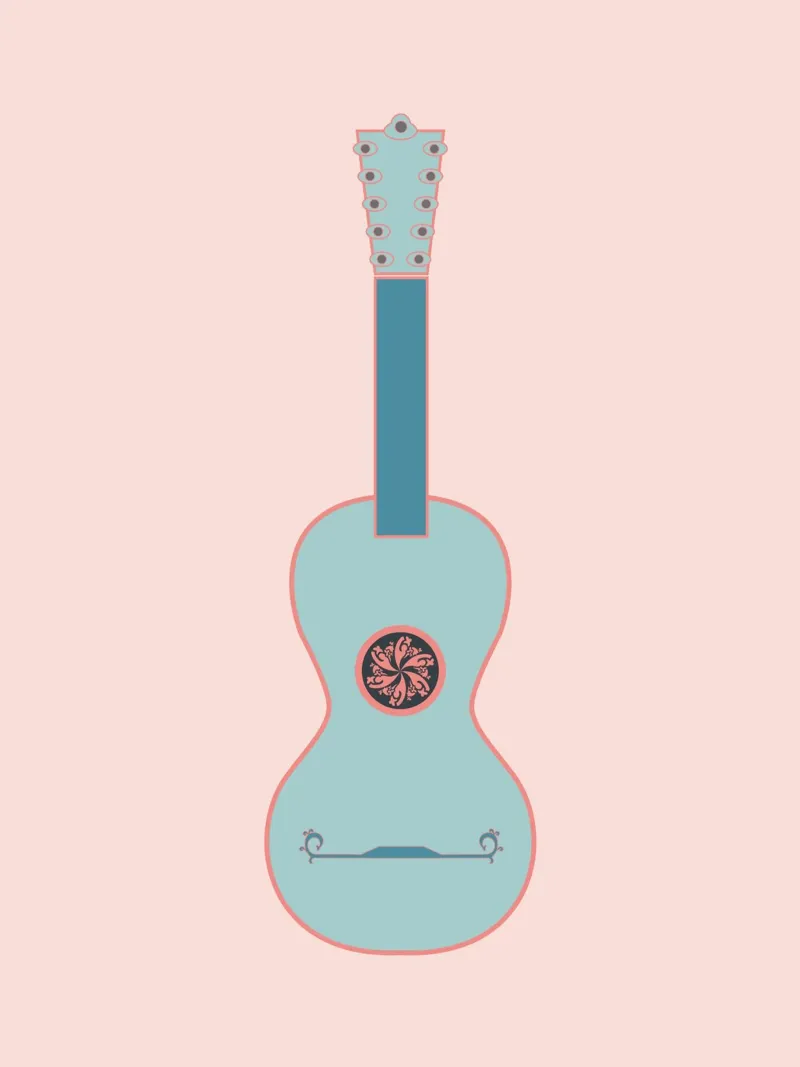 Gitarre, Barock Gitarre, Chitarra, Guitar, Musik Instrument poster with aluminum frame by LAPIS-Design