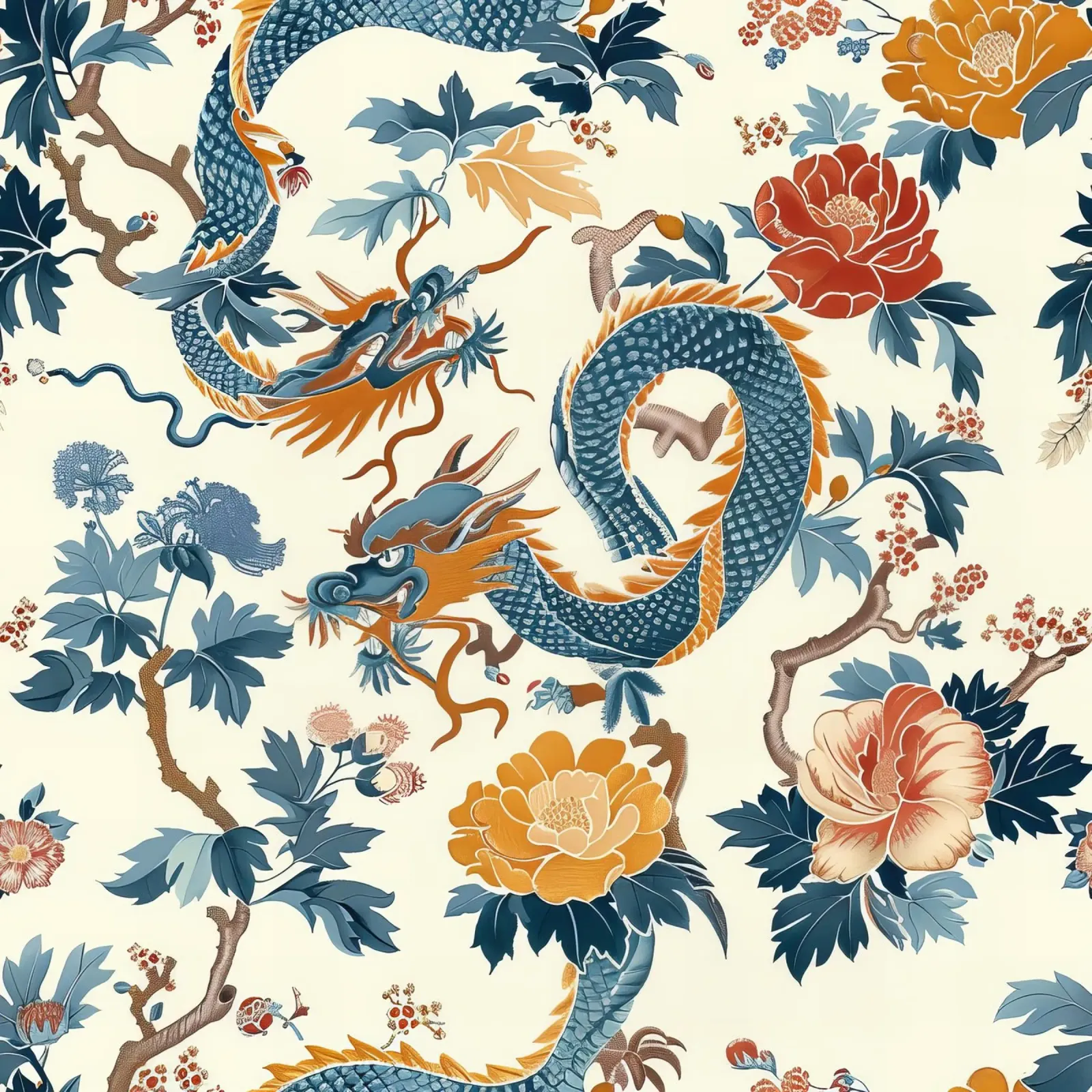 Drago da giardino cinese poster con telaio in plastica da Botanical Pattern House