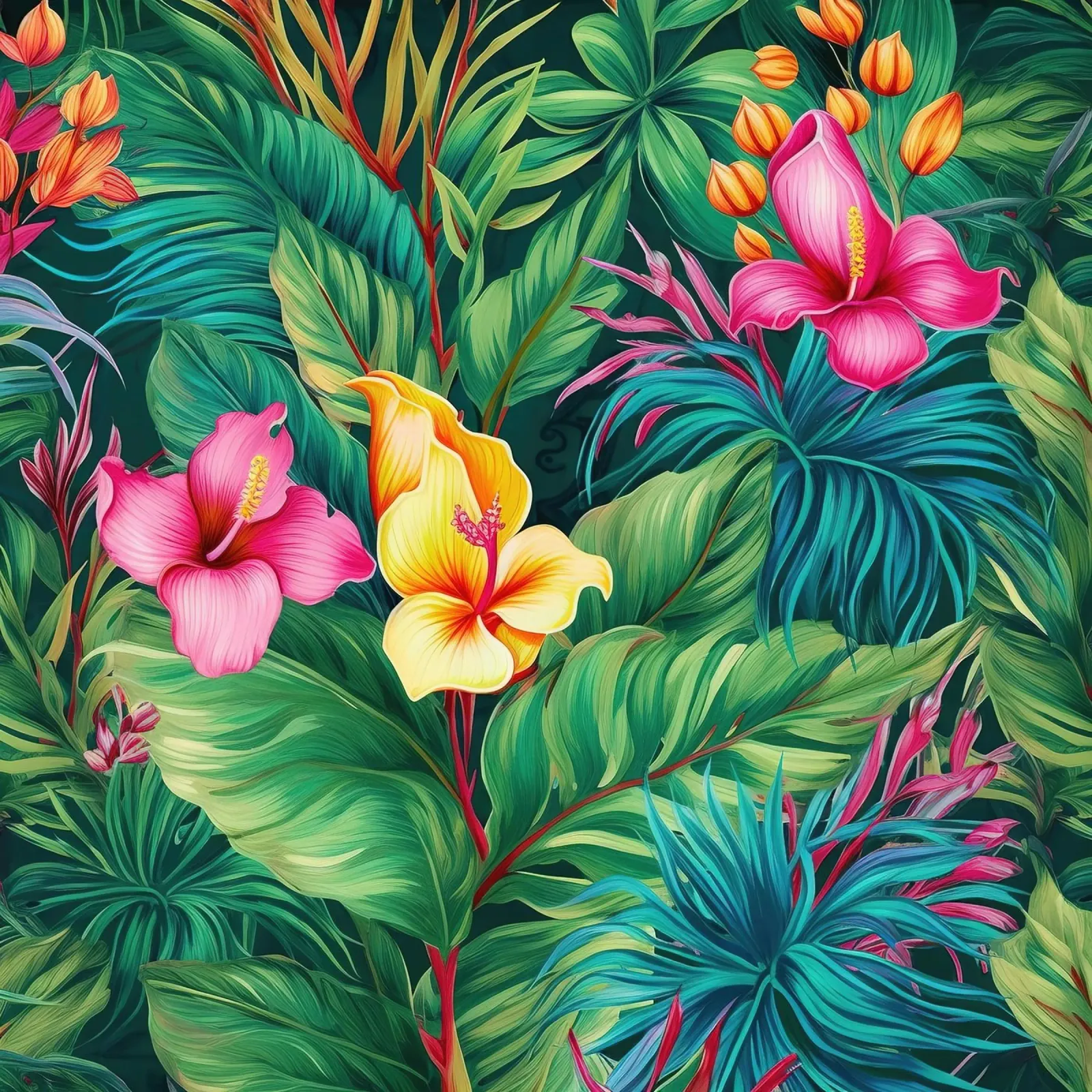 Beatitudine esotica tropicale poster con telaio in alluminio da Botanical Pattern House