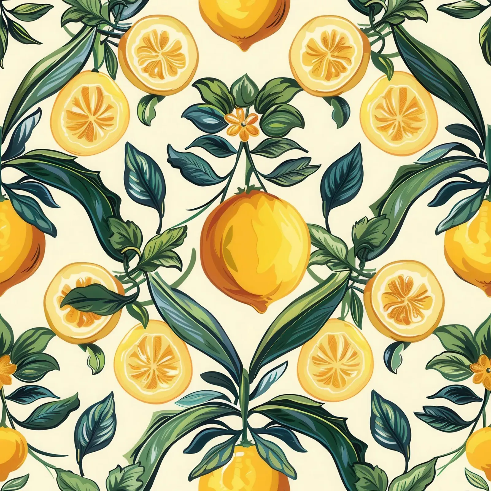 Piastrelle mediterranee agli agrumi Amalfi Fresh poster con telaio in plastica da Botanical Pattern House