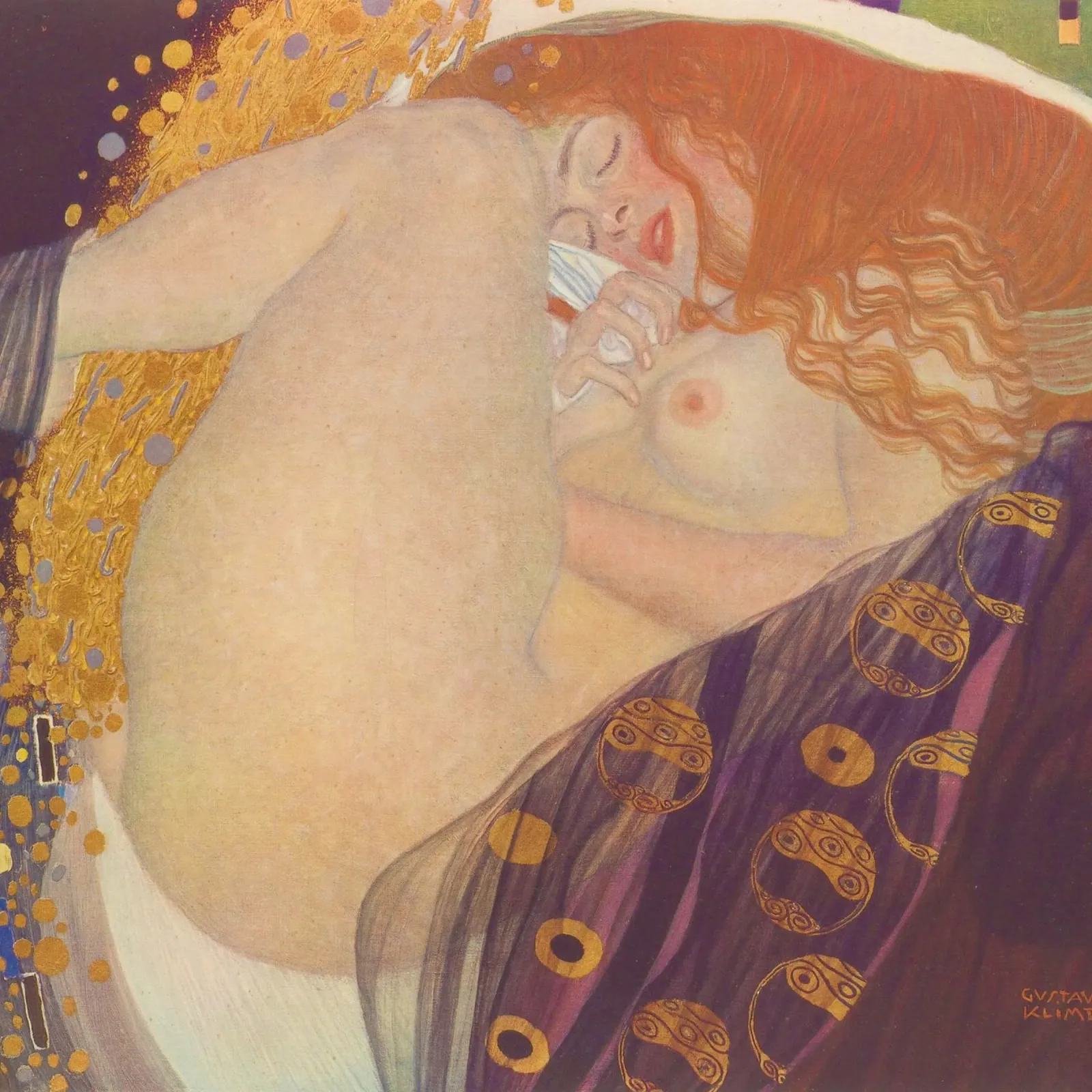 Danaë (from The Work of Gustav Klimt canvas with Floater frame by Venus Art