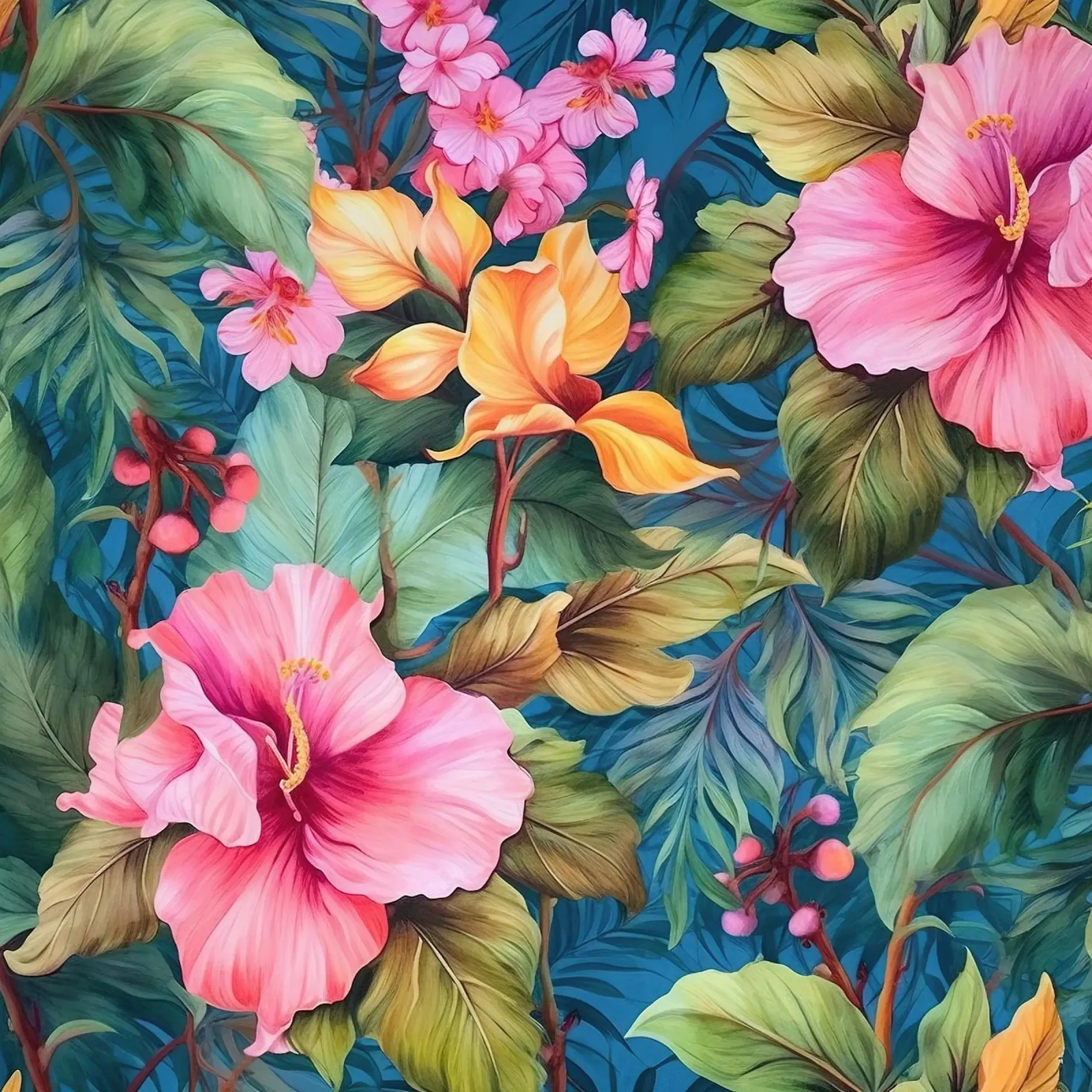 Lebendiger tropischer Garten Leinwand mit Schattenfugenrahmen von Botanical Pattern House
