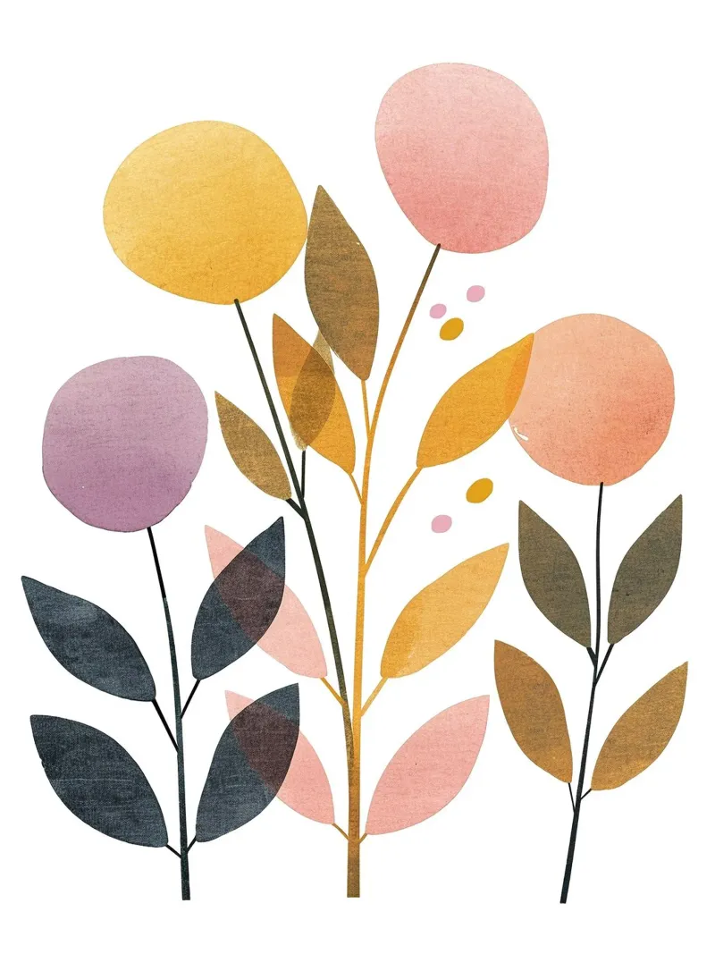 Foglie Boho 2 poster con telaio in legno da Yaso Design Boho & Botanic