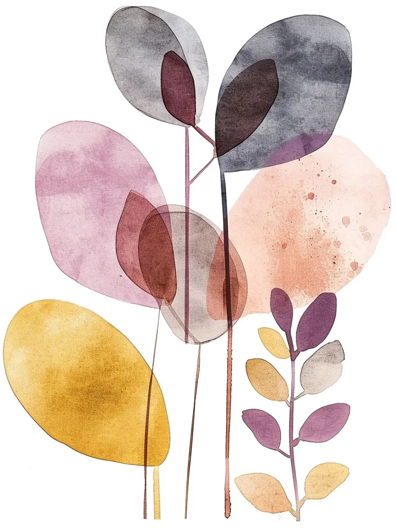 Foglie Boho 3 poster con telaio in alluminio da Yaso Design Boho & Botanic