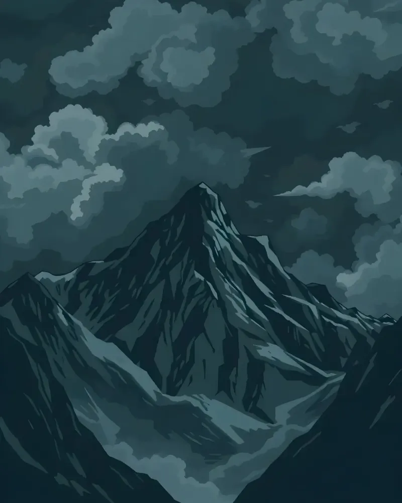 Mysterious Midnight Mountain: A Dark and Moody Landscape Ill canvas with Floater frame by Artistic-shop