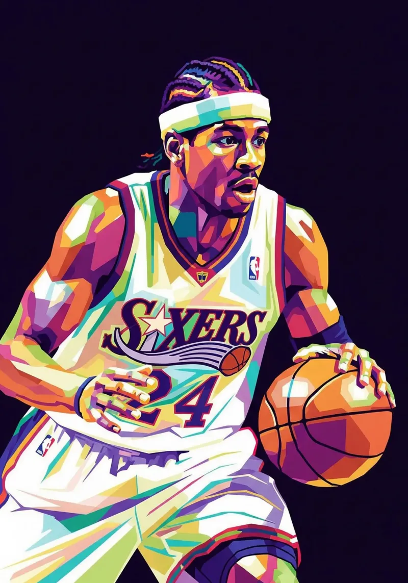 Allen Iverson - WPAP art #2 poster con telaio in legno da Hantamrata