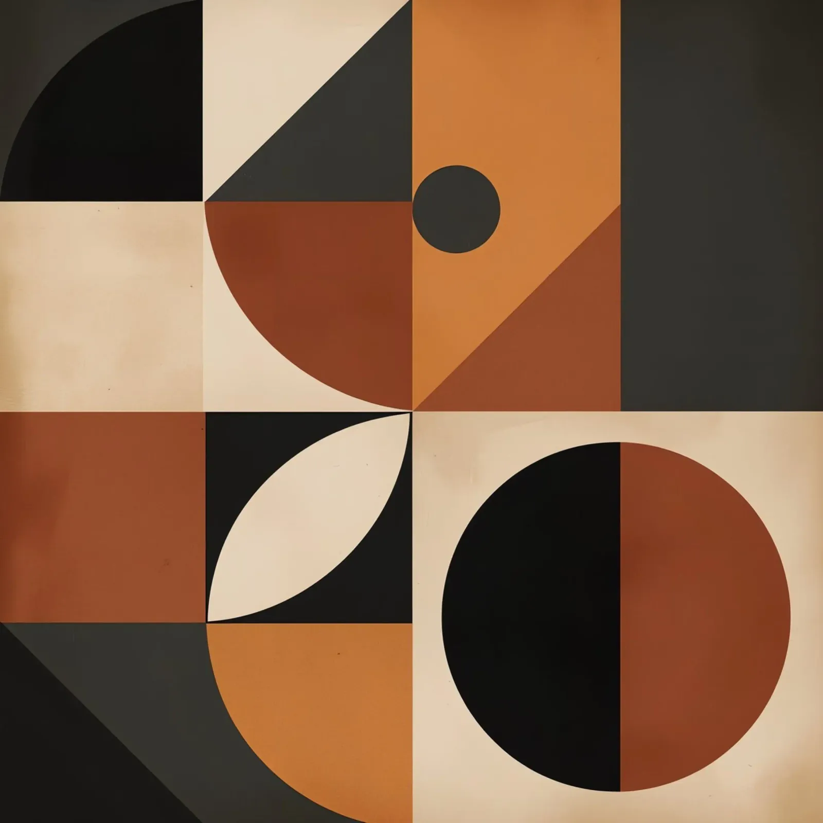 Abstract Geometric Composition with Squares Circles and Tria poster by DesignDoodle