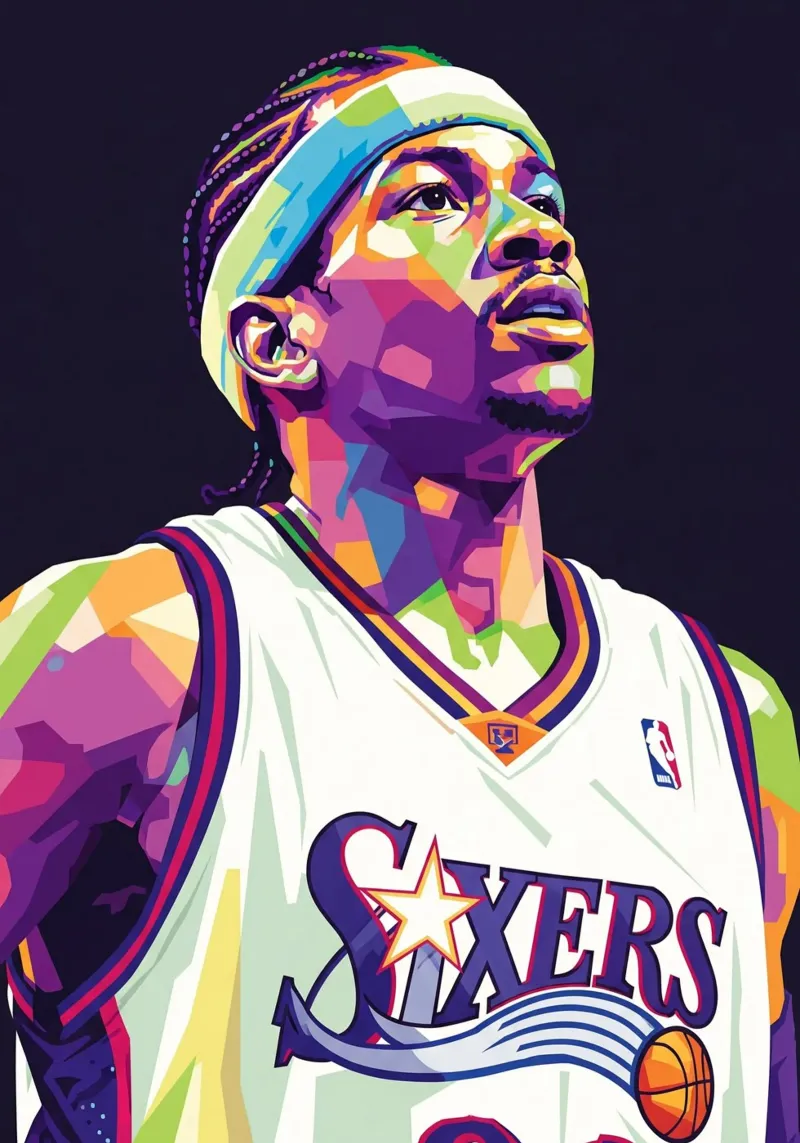 Allen Iverson - WPAP art #3 poster con telaio in plastica da Hantamrata