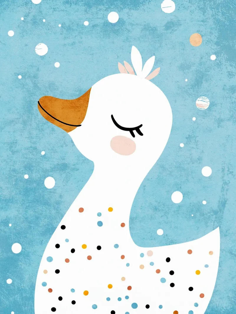 anatra a pois cartone animato carino poster con telaio in plastica da Courtney Ohling