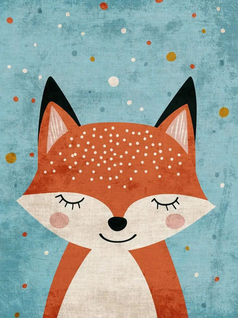 fox animal pattern dots canvas with Floater frame by Courtney Ohling