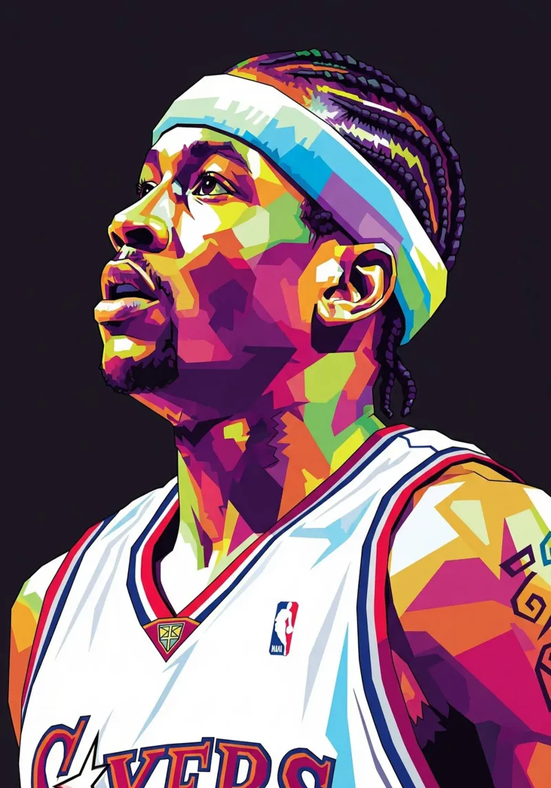 Allen Iverson - WPAP art #4 poster con telaio in alluminio da Hantamrata