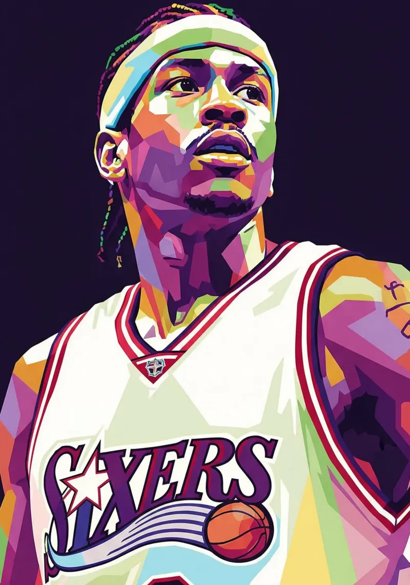 Allen Iverson - WPAP art #5 poster con telaio in plastica da Hantamrata