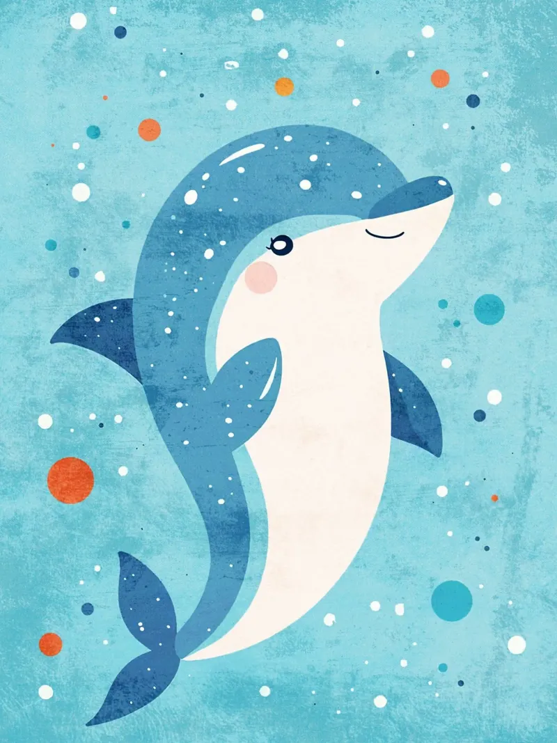 Delphin Meereslebewesen Meerestier Ozean Poster mit Holzrahmen von Courtney Ohling