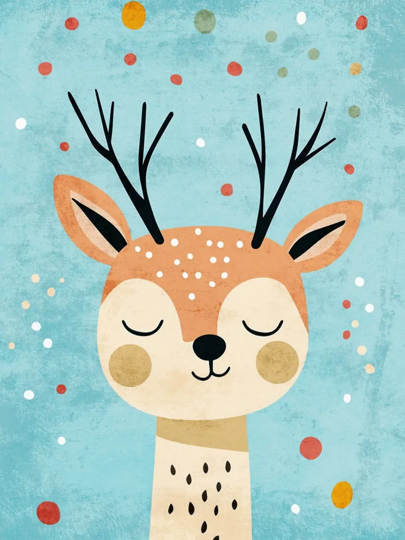 corna di cervo occhi chiusi illustrazione animale poster con telaio in alluminio da Courtney Ohling