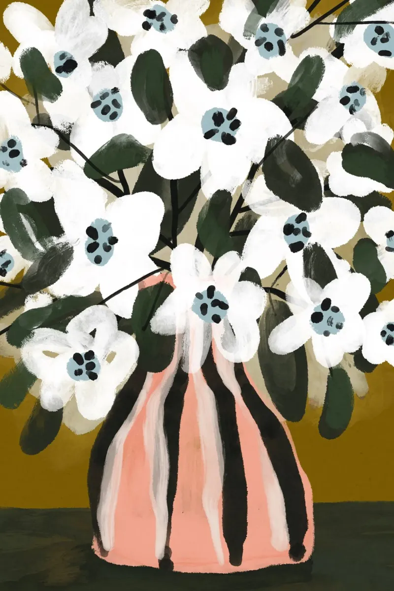 White Flowers Impression No 9 carta hahnemühle da treechild