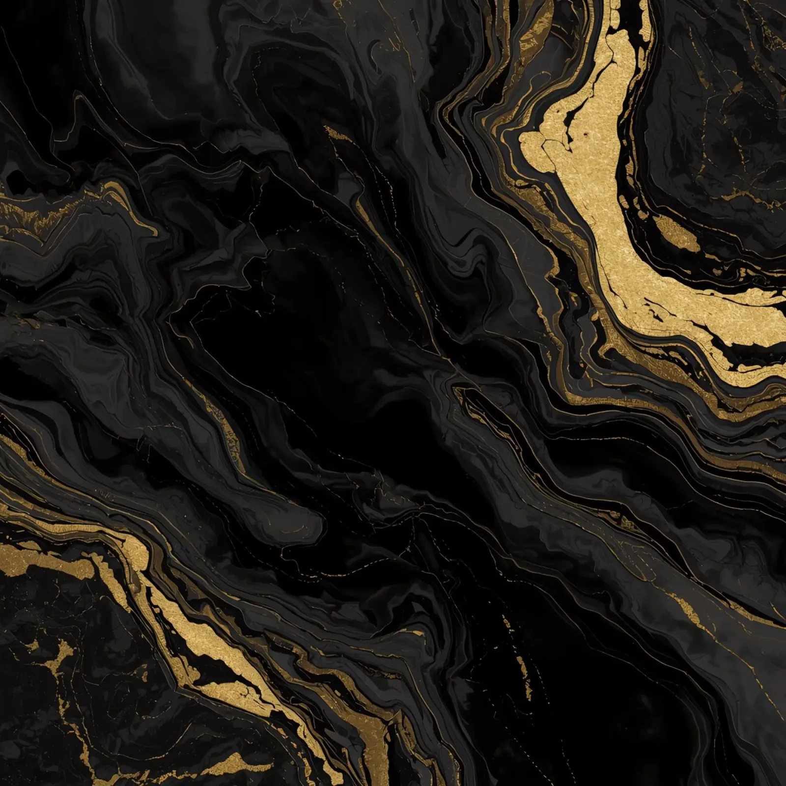 Texture astratta marmorizzata nera, grigia e oro poster con telaio in alluminio da DesignDoodle
