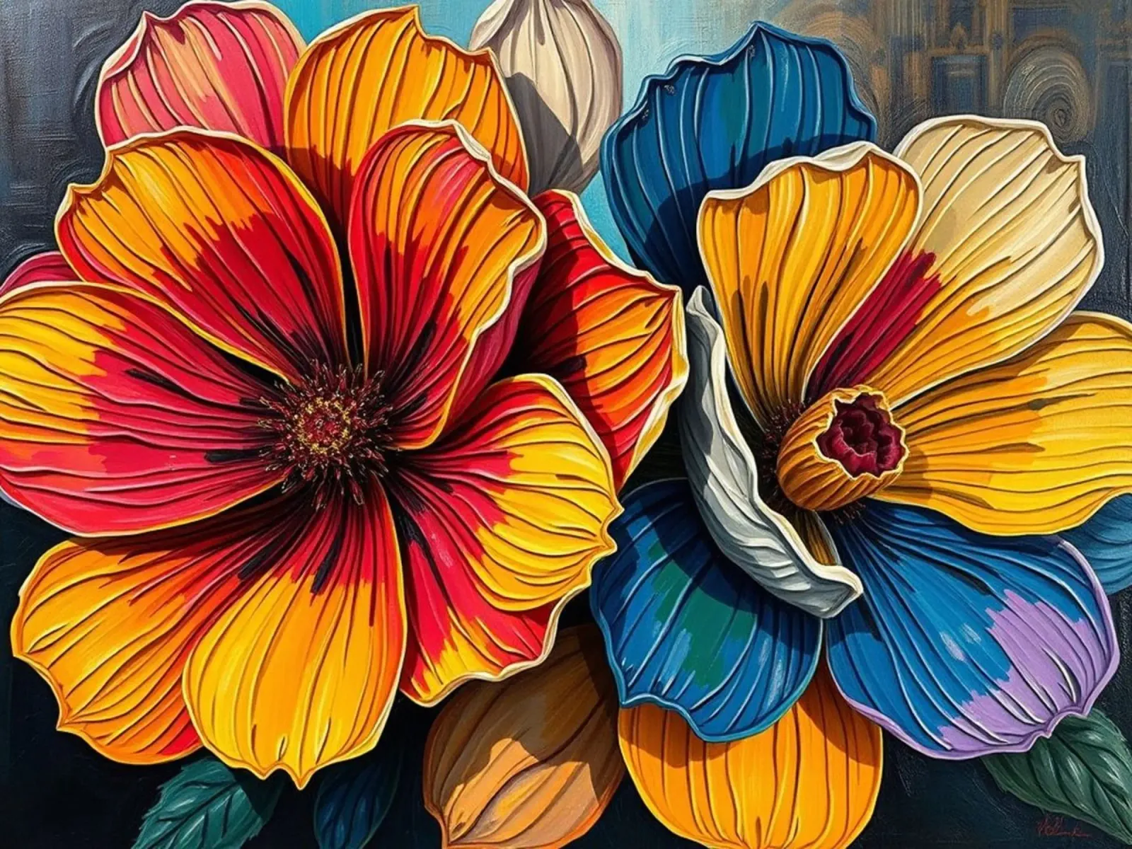 Armonia radiosa: Una sinfonia di fiori vibranti e strutturati poster con telaio in plastica da Artistic-shop