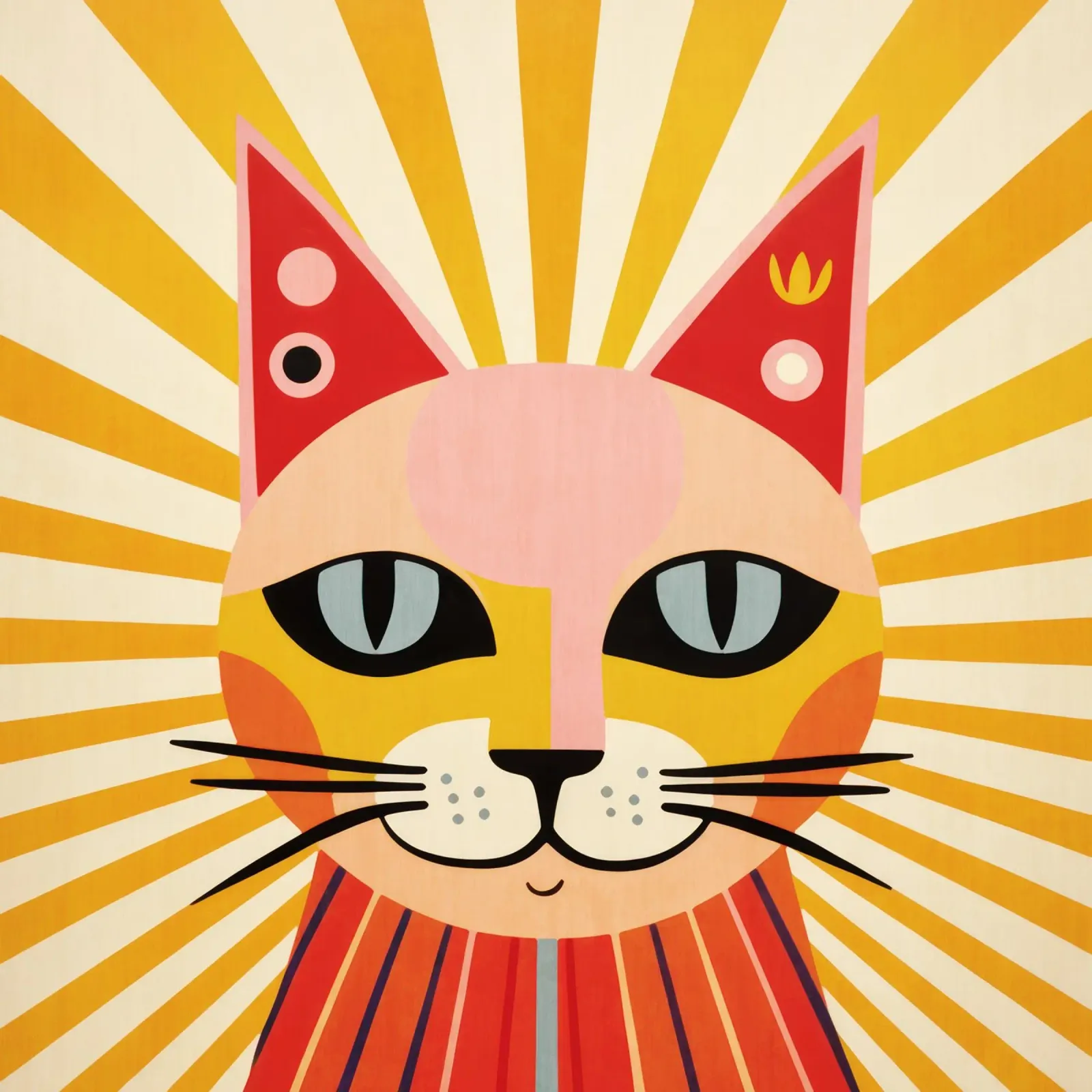 Tramonto Kitty Mood poster con telaio in alluminio da Andrea Haase Animal Love