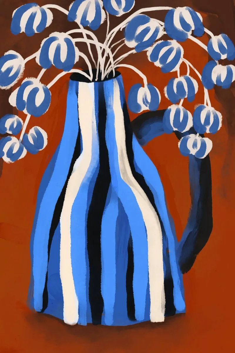 Blue Striped Vase alluminio dibond da treechild